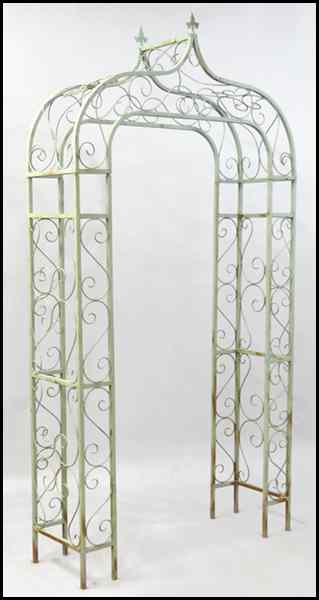 Appraisal: PAINTED IRON ARBOR Fleur-de-lis motif in three parts H ''