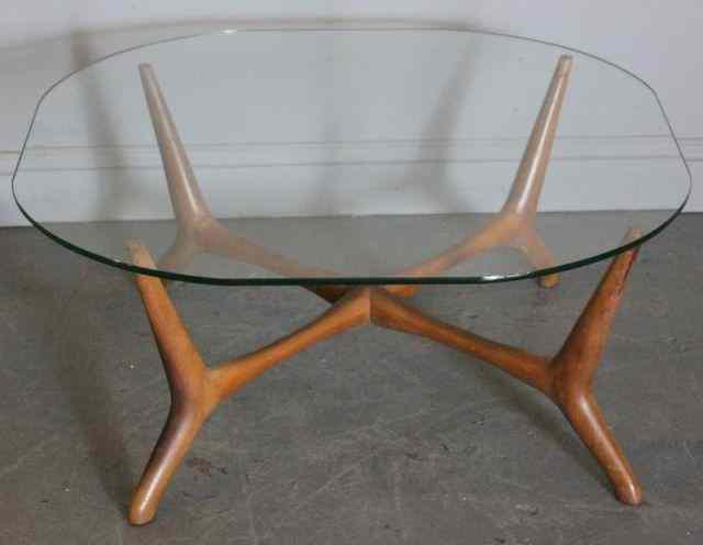 Appraisal: Midcentury Organic Style Glass Top Coffee Table From a New