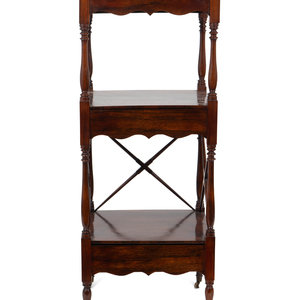 Appraisal: A Regency Rosewood Three Tier Etagere TH CENTURY each shelf