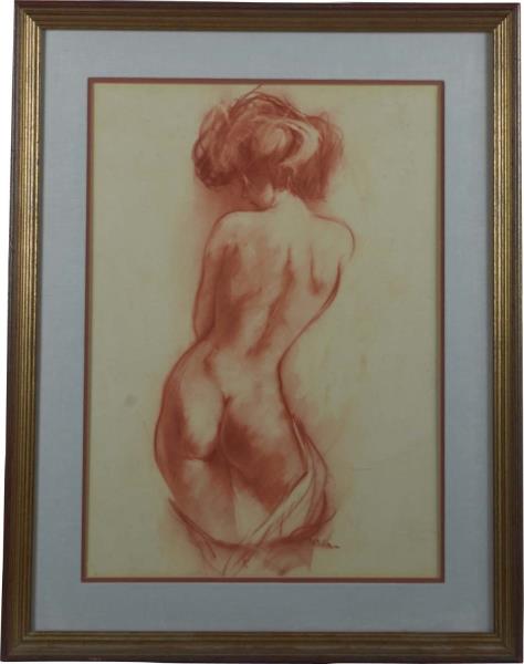 Appraisal: Nude Woman Rear View Torso Pastel Art By Julian Original