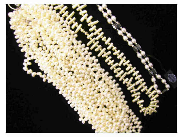 Appraisal: Three faux pearl costume necklaces including Honora sterling silver freshwater