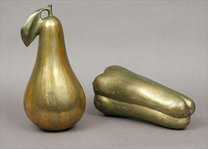 Appraisal: Two Patinated Bronze Sculptures of a Pear and a Pepper