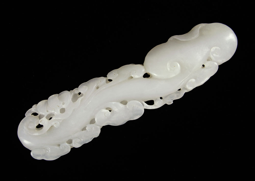 Appraisal: - Chinese Carved Ruyi Jade Chinese carved ruyi white jade