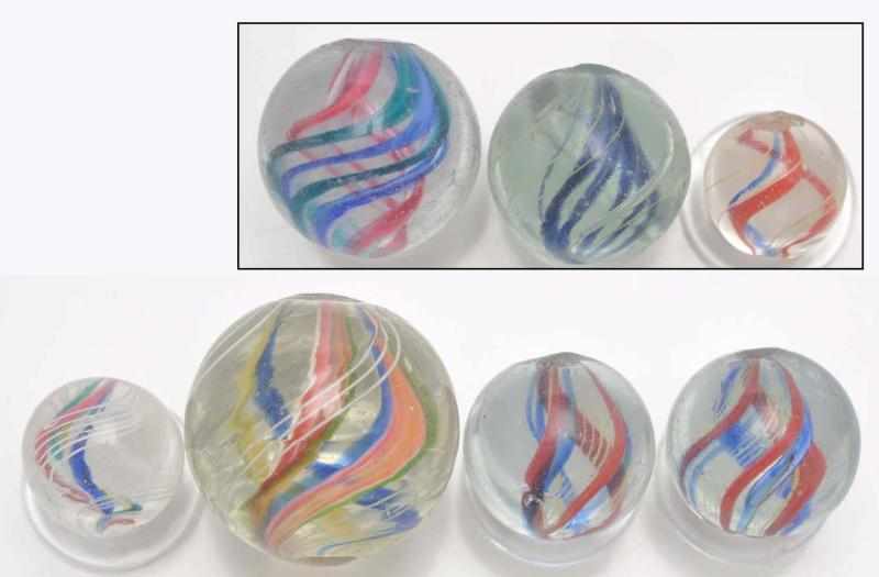 Appraisal: Lot of Streamer Swirl Marbles Description Paul refers to this