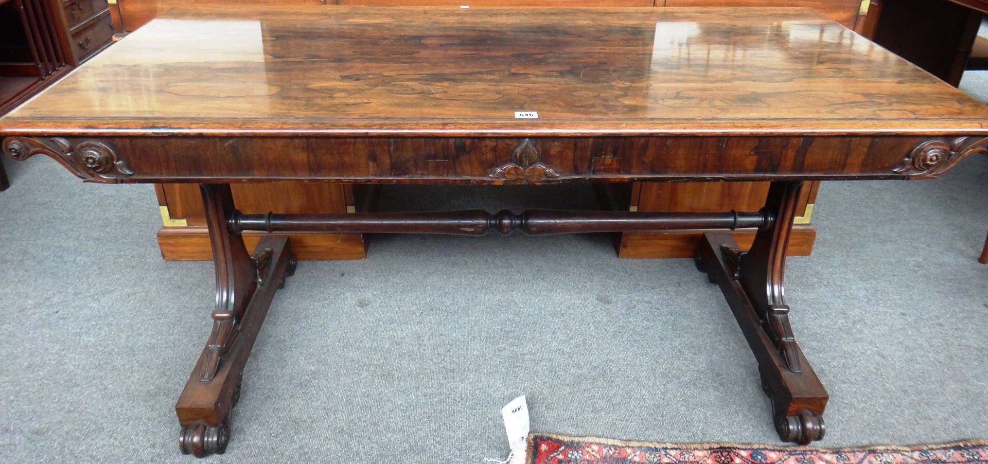 Appraisal: An early th century rosewood centre library table the rectangular