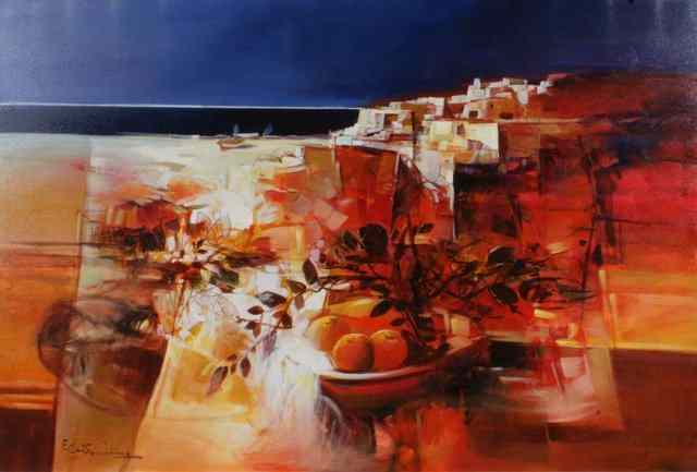 Appraisal: FABIO COSTANTINO b Sardinian coastal village signed lower left oils