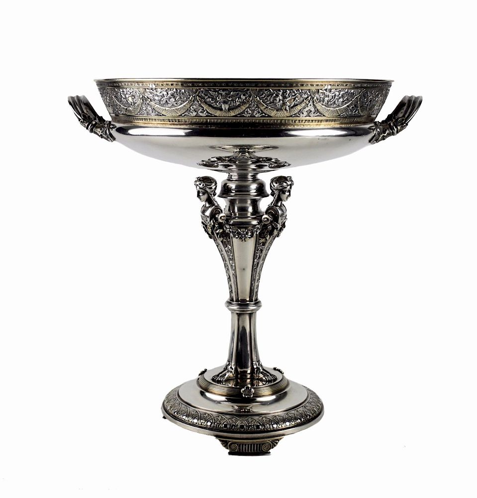 Appraisal: Gorham Gilt Sterling Silver Centerpiece Tazza A dual handled sterling