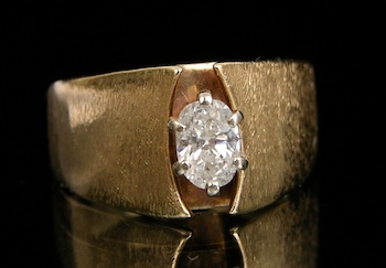 Appraisal: A Diamond Solitaire Ring k yellow gold tapered shoulder ring