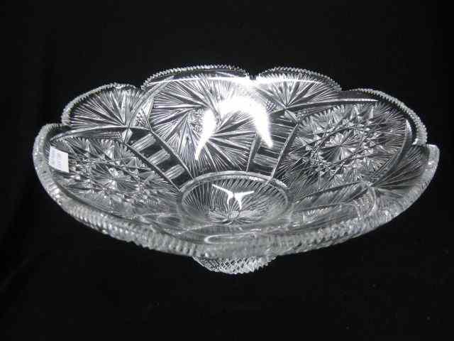 Appraisal: Cut Crystal Centerpiece Bowl pinwheel feathered star designs '' diameter