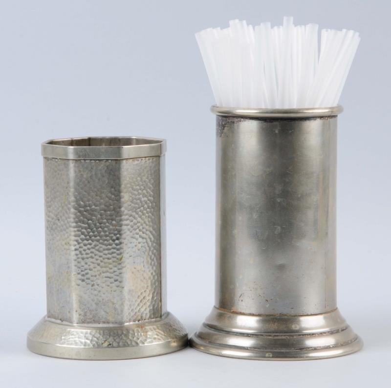 Appraisal: Lot Of Cecilware Straw Holders Both straw holders are nickel