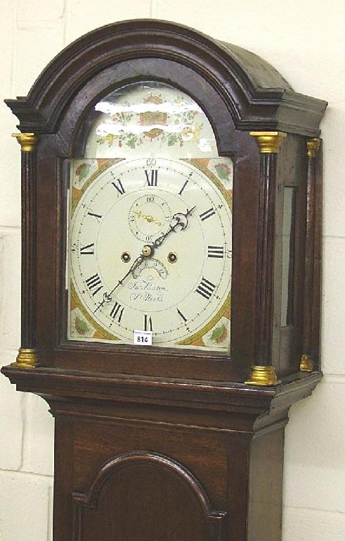 Appraisal: Oak eight day longcase clock the painted arched dial signed