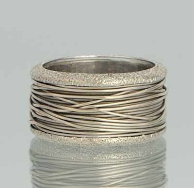 Appraisal: A White Gold Thread and Diamond Band k white gold