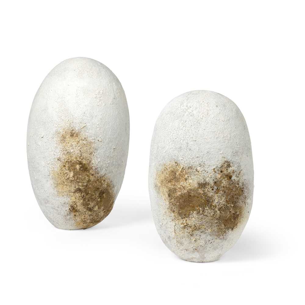 Appraisal: AKIKO HIRAI JAPANESE - TWO 'COCOON' VESSELS each painted artist's