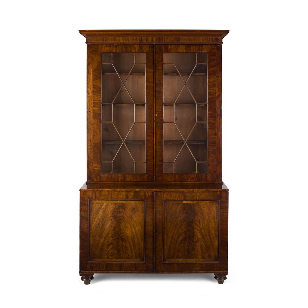 Appraisal: GEORGE IV MAHOGANY BOOKCASE CABINET EARLY TH CENTURY the moulded