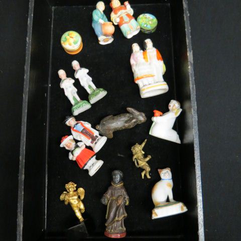 Appraisal: Estate Lot of Figurines Boxes includes bronze metal wood porcelain