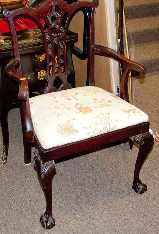 Appraisal: George III style mahogany slip-seat armchair Estimate - No condition