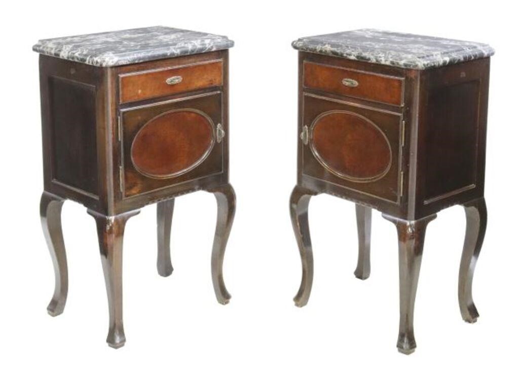 Appraisal: pair Italian marble-top nightstands early th c single drawer over