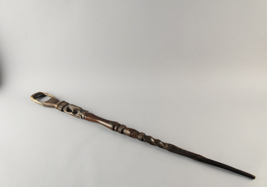 Appraisal: A Nigerian Ebony Wood Chief's Staff pierced and carved with