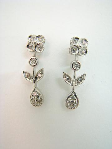 Appraisal: K White Gold Diamond Dangle Earrings