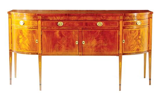 Appraisal: Federal inlaid mahogany sideboard New York circa shaped top over