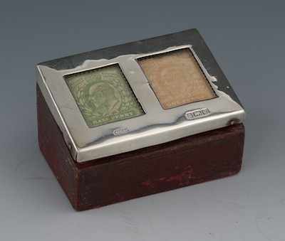 Appraisal: A Silver and Red Lacquered Stamp Box The - x