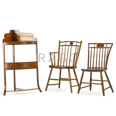 Appraisal: TRADITIONAL FURNITURE Three items th c two American birdcage Windsor