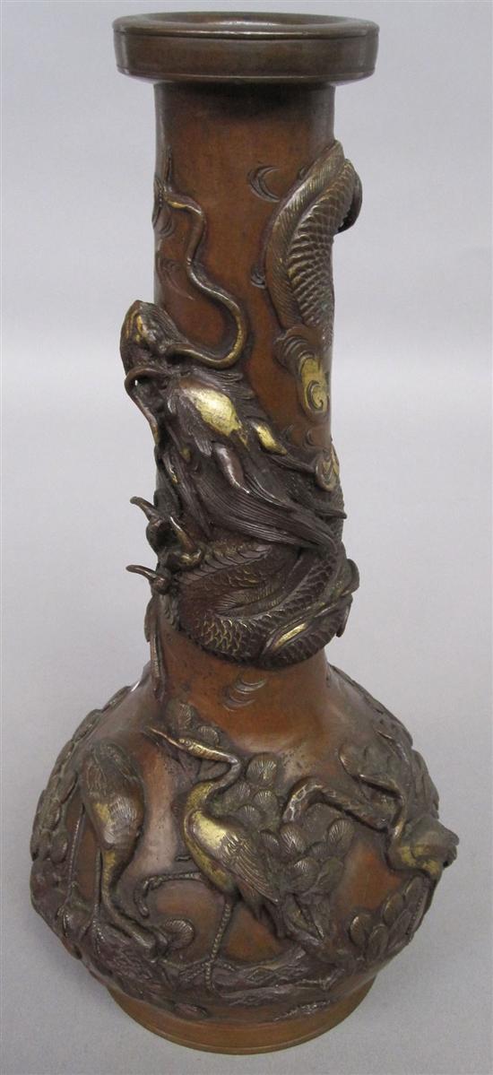 Appraisal: TH C JAPANESE MEIJI BRONZE VASE Depicting a dragon and