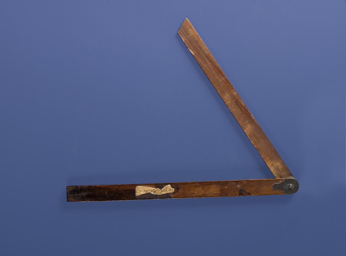 Appraisal: MAHOGANY CARPENTER'S FOLDING BEVEL ONCE BELONGING TO GEORGE CLAGHORN SUPERVISING