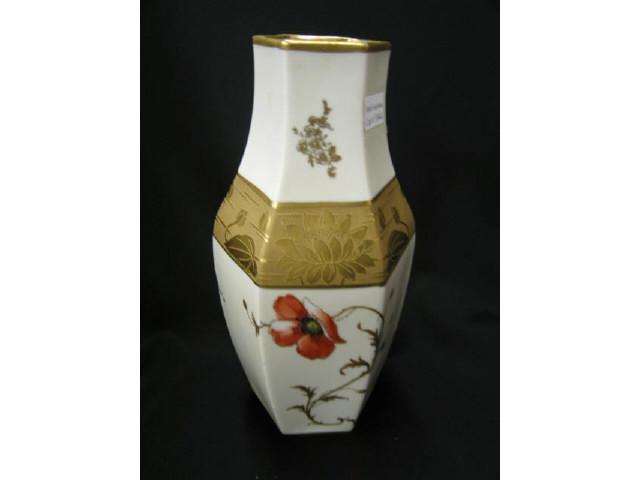 Appraisal: Pickard Type Porcelain Vase gold encrusted water lily band over