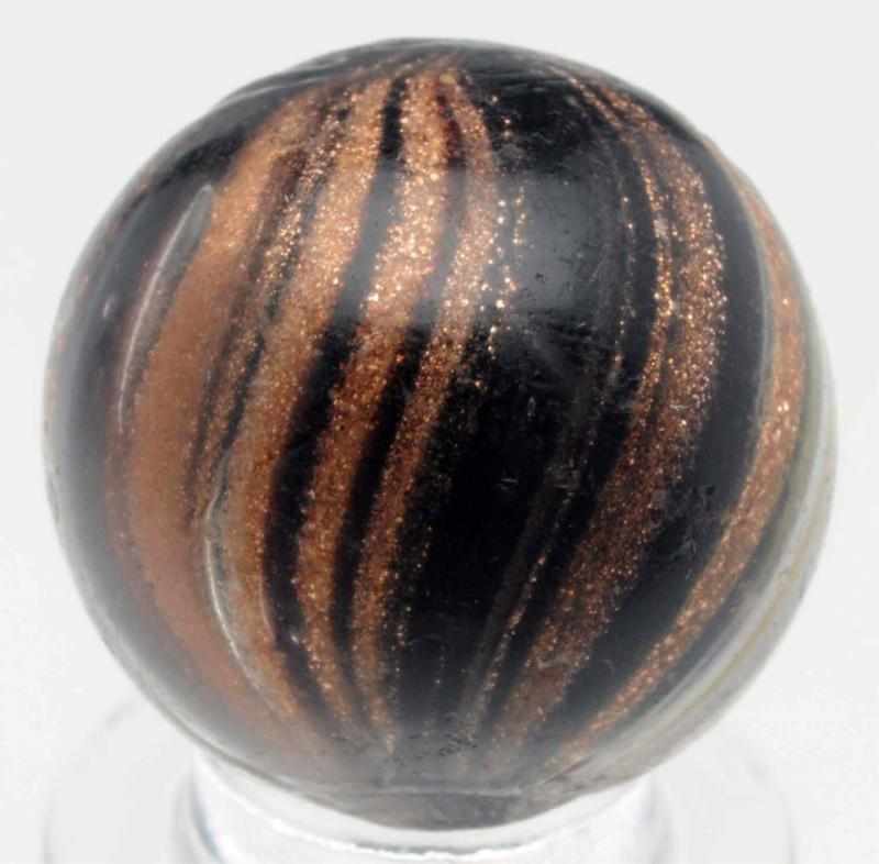 Appraisal: Indian Lutz Marble Black opaque base with stripes in white