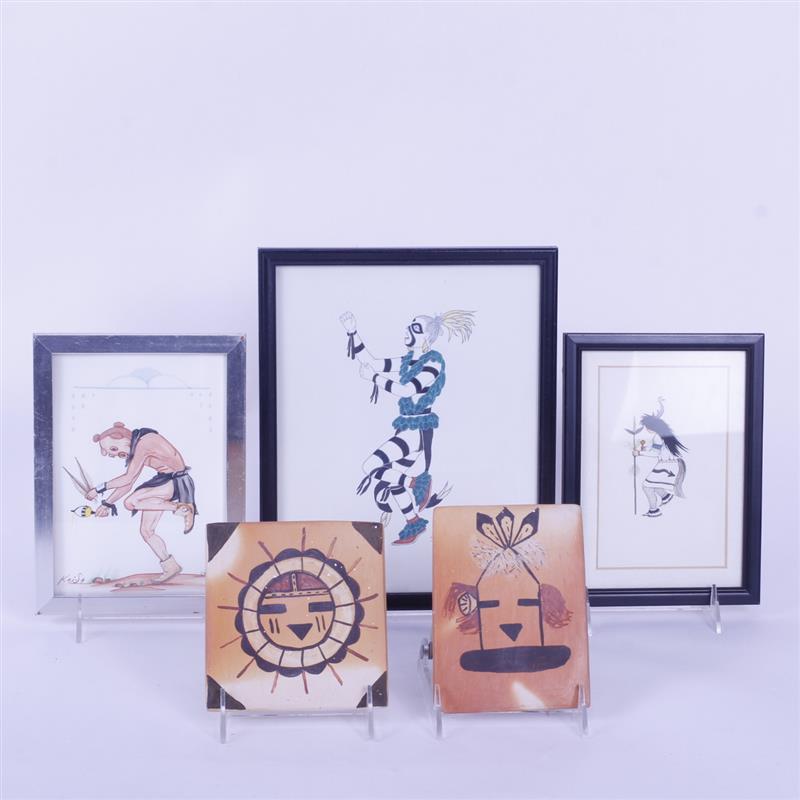 Appraisal: Three Framed Zuni Dancer Paintings Signed Kai-Sa See-Ru gouache on