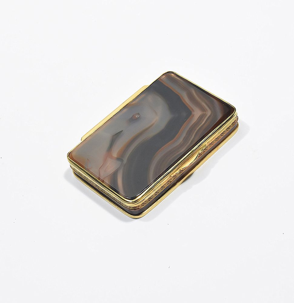 Appraisal: K yellow gold cigarette case with banded agate cover K