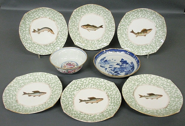 Appraisal: - Set of six Limoges porcelain fish plates dia Chinese