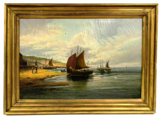 Appraisal: E Chester th th C oil on canvas marine scene