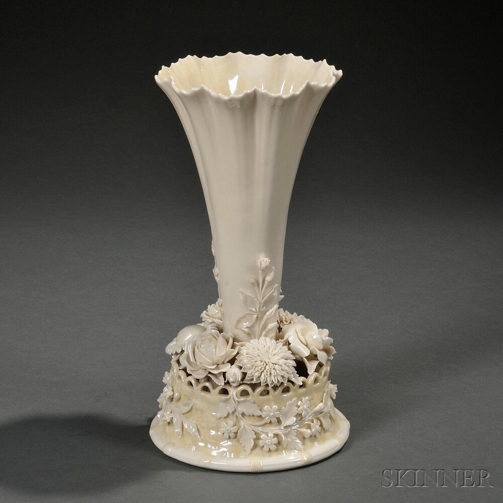 Appraisal: Belleek Porcelain Flowered Table Centre Ireland - the trumpet form