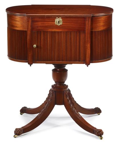 Appraisal: Mahogany Classical-style sewing cabinet attributed to robert whitley b bucks