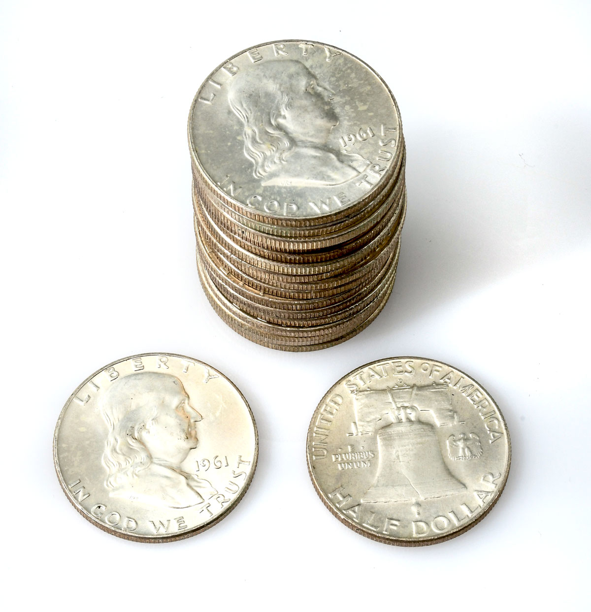 Appraisal: ROLL SILVER FRANKLIN HALF DOLLARS All reside in a plastic