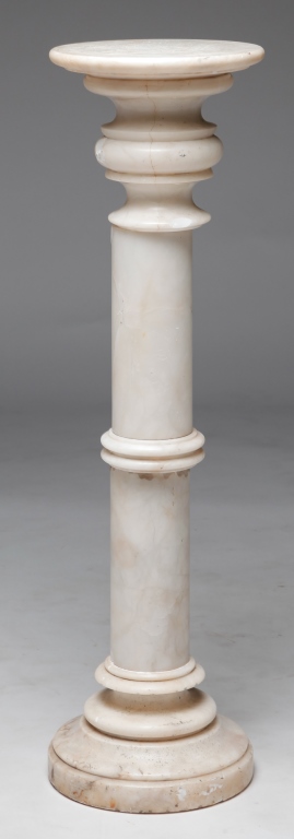 Appraisal: EUROPEAN MARBLE PEDESTAL Early th century White marble with grey