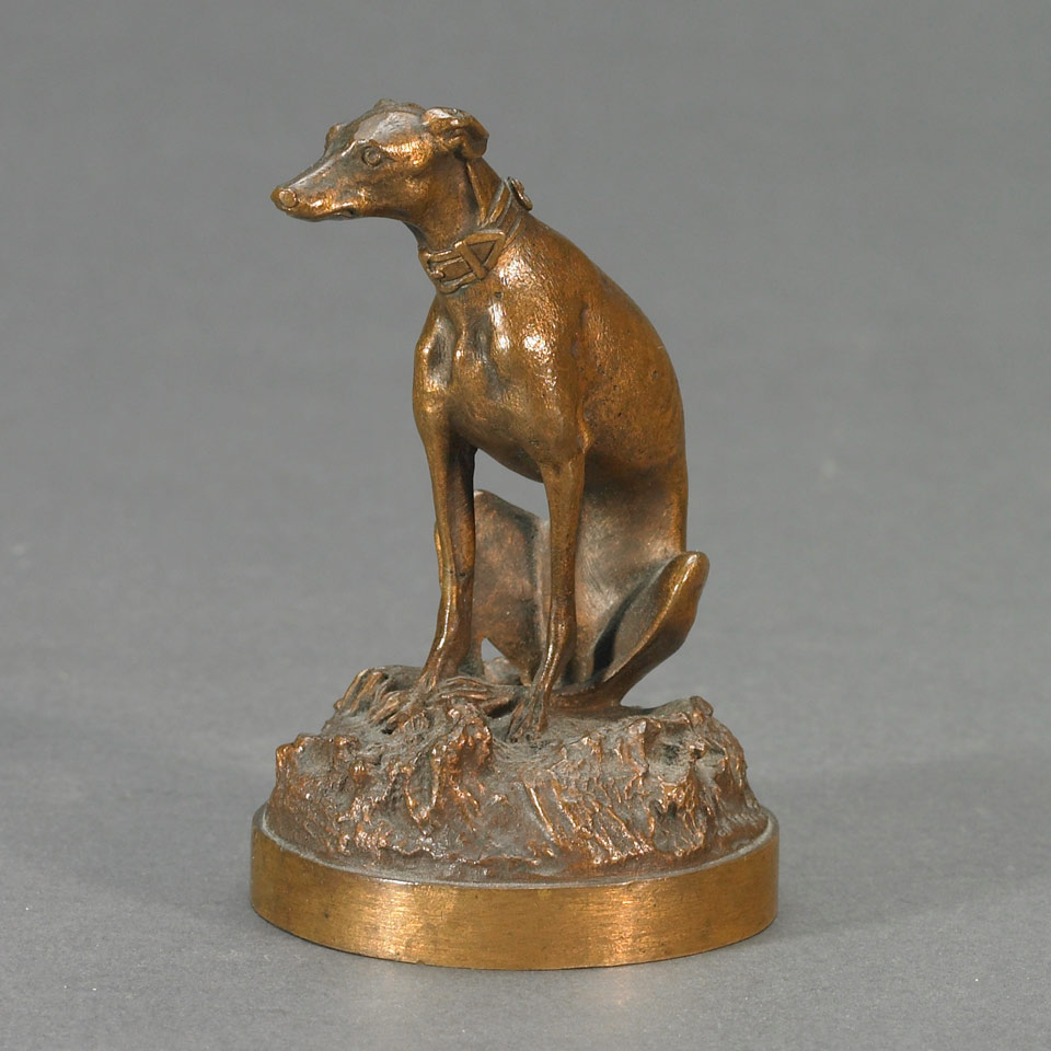 Appraisal: Small French School Patinated Bronze Figure of a Whippet Seated