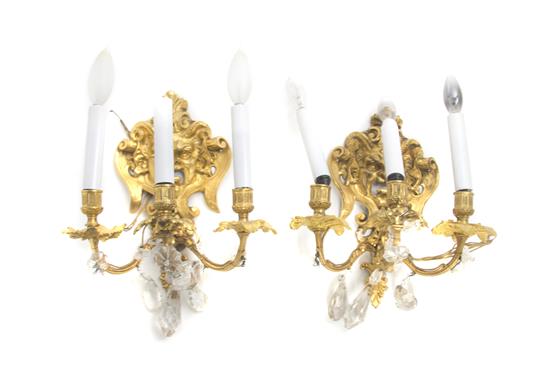 Appraisal: Sale Lot A Pair of Gilt Bronze and Rock Crystal