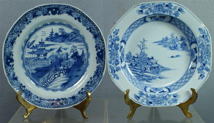 Appraisal: blue white Chinese Export porcelain plates and soup bowl some