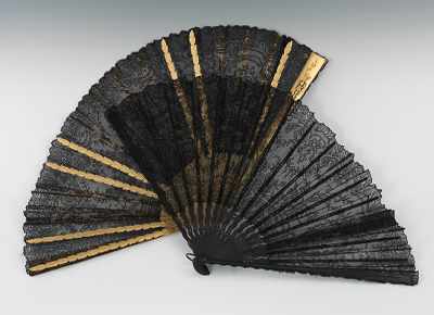 Appraisal: Two Black Lace Hand Fans ca Both fans are apprx