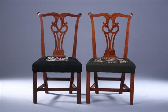 Appraisal: PAIR CHIPPENDALE CARVED MAHOGANY CHAIRS Maryland or Virginia Eastern Shore