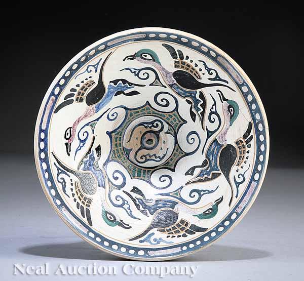 Appraisal: A Shearwater Art Pottery Bowl mid- th c probably decorated