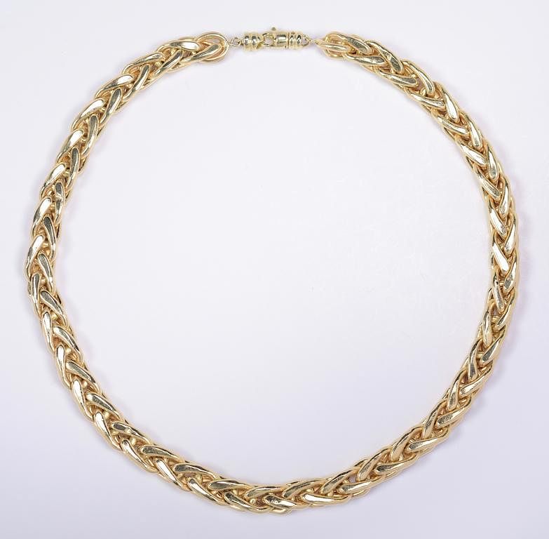 Appraisal: K Italian Wheat Necklace grams K yellow gold heavy flat