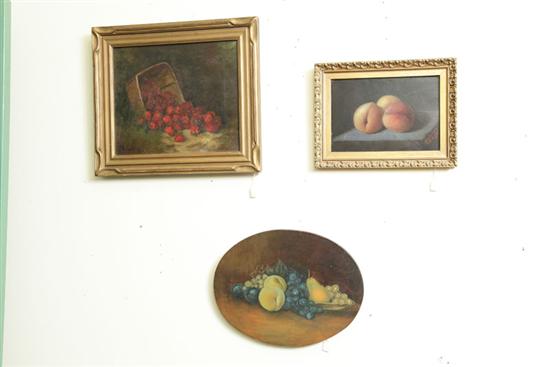 Appraisal: THREE STILL LIFE PAINTINGS Including one still life of peaches