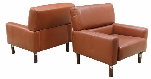 Appraisal: pair Italian mid-century modern leather armchairs designed by Vico Magistretti