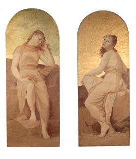 Appraisal: Alexandre Sandier French oil and gilt on wood panel 'Day'