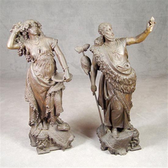 Appraisal: Two Spelter Figures Classical style After Henry Weisse Patinated spelter