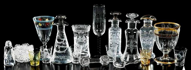 Appraisal: Cut Glass Table Articles Hawkes Lobmeyr Lobmeyr tumbler with engraved